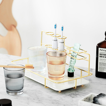 Golden light luxury toilet bathroom countertop electric toothbrush dental Cup storage rack washing mouth cup rack