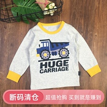 80-120 yards children cotton long sleeve T-shirt spring men and women baby round neck shirt jumper car pattern
