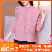 Sanjia Life Pleated Printed Old Top 2021 New Female Size Fashion Mom Shirt Gown T-shirt
