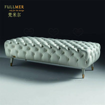 American light luxury cowhide shoe stool entrance entrance living room sofa stool bedroom bed tail stool European cloakroom bench