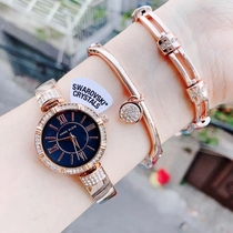 Anne Klein Watch Womens Black Gold Diamond-Set Simple Bracelet Bracelet Set Quartz Watch 3294BGST