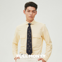 (2021 New) mens business leisure yellow Windsor collar long sleeve dress shirt suit shirt spring and autumn