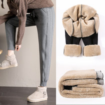 Thickened lamb wool sweatpants children autumn and winter northeast warm cotton pants wear loose and velvet casual leg pants