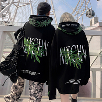 roora fried street lovers in autumn and winter hemp leaf plus velvet thickened hooded sweater mens national tide brand loose version jacket