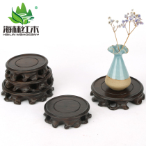 Special offer solid wood round purple sand pot ornament base wooden bonsai vase fish tank strange stone root carving base teapot holder