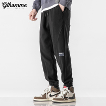 Autumn new mens sweatpants loose leg pants straight Trend sports pants thick Joker black casual pants