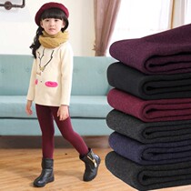 Childrens warm pants wear boys and girls plus velvet high waist pack belly protect navel pants thermal pants baby single pants