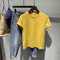 Men's short sleeve T-shirt trend simple Joker summer Korean slim half sleeve solid color round neck breathable shirt base shirt