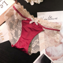 Womens sexy lace underwear womens hot passion temptation pure cotton crotch antibacterial breathable triangle pants thin