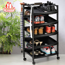 Rotating shoe rack Simple multi-layer removable large-capacity plastic shoe cabinet with wheels saves space at home door