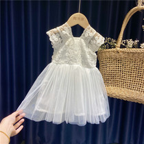 Girls dress childrens summer dress white princess skirt little girl summer gauze skirt 1 year old 234 summer thin lace