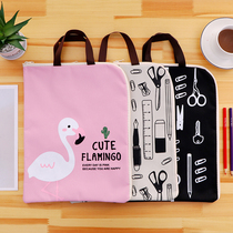 Brief LITTLE FRESH AND PORTABLE CUTE CARTOON FILE BAG A4 OXFORD FABRIC Zip Pocket Carry-on Briefcase male and female