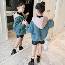 Korean girl cashmere coat autumn and winter clothing 2021 new foreign atmosphere children childrens fashion sweater tide