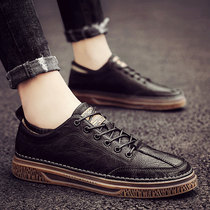 Casual leather shoes mens leather business dress English style Bean shoes mens shoes autumn 2021 new trendy shoes