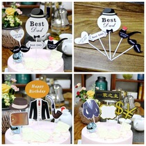 New Fathers Day the head of the family birthday cake card decoration best dad beard bow tie good dad