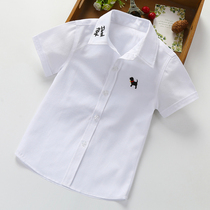 Boys short-sleeved shirt 2021 summer new casual childrens clothing middle and large childrens white shirt student performance suit