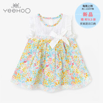 Inn Baby Dress Dress Woman Treasure Pure Cotton Summer Break Flowers Sleeveless Fluffy Skirt Girl A-word dress 183A0047