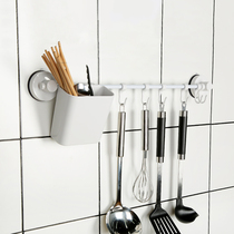 DeHUB suction cup hook kitchen row hook punch-free stainless steel hook rack multi-purpose six-connected wall-mounted nail-free hook