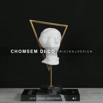 Modern light luxury fashion art characters Golden Triangle sculpture natural marble base decoration Home decoration