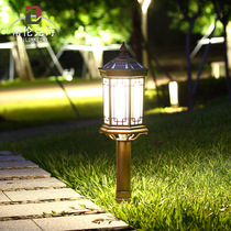Straw Terrace Lamp Outdoor Waterproof Meadow Garden Villa New Chinese Retro Outdoor Patio Led Super Bright Solar Lamp