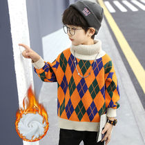 Boys' autumn and winter fleece sweatshirt mono fleece 2022 new children's clothing western style top thickening trendy big children's autumn clothing