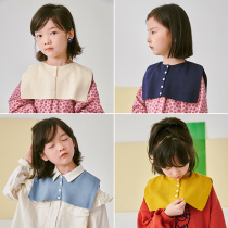 Pear small leisure solid color childrens knitted shawls autumn and winter Han fan boys and girls baby concave shape wool collar tide