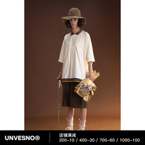 Unvesno (UN) refracted light polo short-sleeved summer new retro loose brand genderless short-sleeved T-shirt