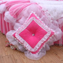 Crystal velvet pink rose square cushion princess pillow square pillowcase super comfortable velvet pillow