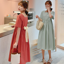 Pregnant Woman Summer Clothing Dress Dress Out of Fashion Damp Spicy Mothers Aging Foreign Air Blouse Spring Summer Pregnant Woman Skirt