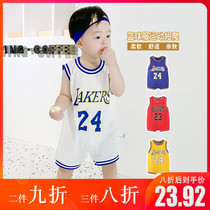 Baby Basketball Suit Conjoined Khaclothes 100 Day Male Baby Summer Sleeveless Vest Short Climb Sportswear Newborn Clothes