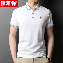 Hengyuanxiang summer thin men Middle-aged short sleeve T-shirt solid color lapel mercerized cotton breathable half sleeve polo shirt dad