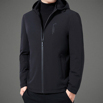 Winter mens cotton jacket dad hooded cotton jacket business leisure thickening new middle-aged mens padded jacket warm