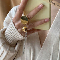 Advanced sensory flow Su ring female European and American small crowddesign metal ball inlaid drilling opening ring super-personality index finger ring tide