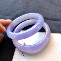 Natural Burmese ice species round strip jadeite bracelet old pit violet positive circle jade bracelet for womens model a goods noble concubine pair bracelet