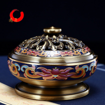  Yuantong Buddha Cloisonne incense burner Pure copper household indoor tea ceremony incense incense burner Sandalwood stove Enamel color plate incense burner