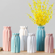 European-style hydroponic ceramic vase dried flower home decoration rose fake flower living room table hipster flower arrangement