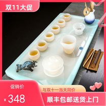 European-style jade tea tray glass cover bowl teapot kung fu tea set home simple office reception tea table