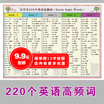 Elementary English 220 high frequency words wall chart Dolch Sight Words Elementary English common words