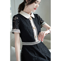 Aufli large size lace dress womens summer 2021 new contrast color waist thin mm medium-long temperament skirt