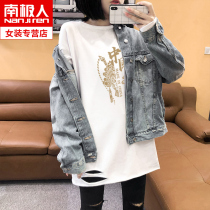 Chinese style large size long hole long sleeve T-shirt women loose thin cotton spring and autumn thin base shirt tide ins