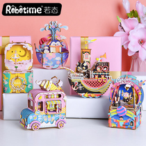 Ruozhou Ruolai music music box Wooden assembly DIY production creative graduation day gift female home decoration