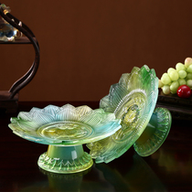  Offering plate Household worship God offering Buddha supplies Glass lotus offering fruit plate Before the Buddha offering fruit plate on the offering tribute plate