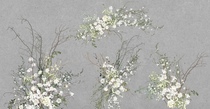 Korean White green floral material wedding renderings design branch hand-painted psd file hipster wedding