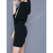V PLUS DANCE high snow Latin DANCE practice uniforms one-collar top jumpsuit dress drawstring DANCE suit