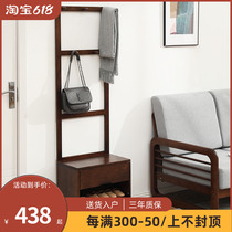 Solid wood cloakhat rack changing shoes stool integrated hanger home clothes hanger floor bedroom leaning against wall hanging bag frame living room shoe stool