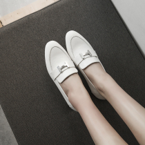 Clearance spring and summer leather flat shoes Womens British all-match casual small leather shoes one-pedal lazy shoes loafers