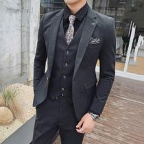 Yuppie Suit Man Han Version Trend Casual Groom West Suit Suit Mens Body Knot Wedding Senior Sensation Thug Deep Grey
