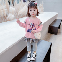 Girl autumn suit 2021 new childrens foreign style autumn 3 years old female baby spring and autumn sports two-piece tide