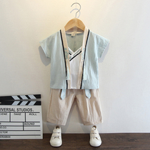 Boys Hanfu Summer Childrens Summer New Short Sleeve Tang Dress Chinese Style Dragon Boat Festival Clothing Original Chinese Studies Young Mens Dress