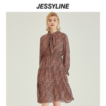 2-fold special sale of jessyline spring dress Jessy Leia Fashion collection waist printed neckline with long style dress lady